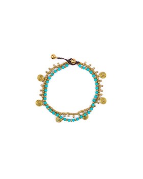 Chandra Mukhi  torque beaded gold tone 2 rows bracelet